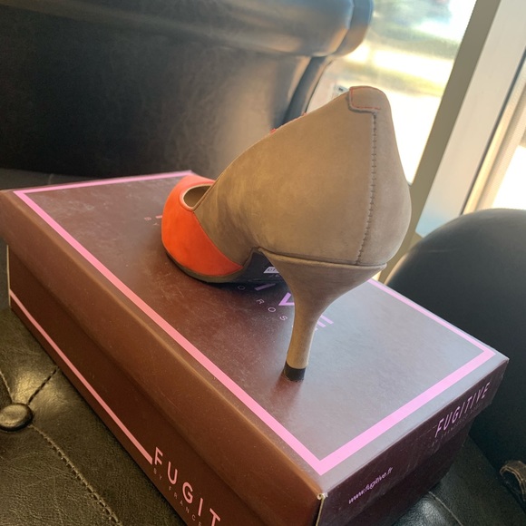 Red/Brown suede women’s pumps - Picture 2 of 5